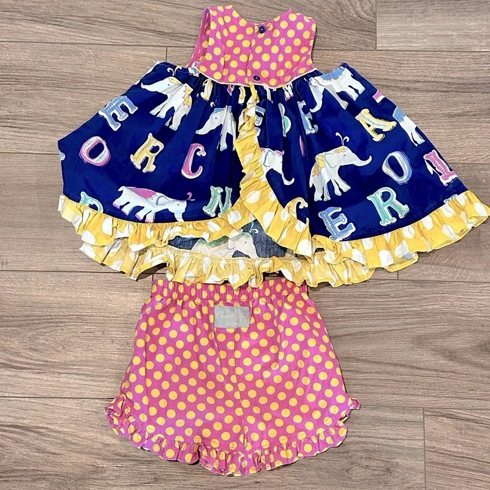 Eleanor Rose SZ 4-5 Letter Ruffle Dress with Matching Shorts